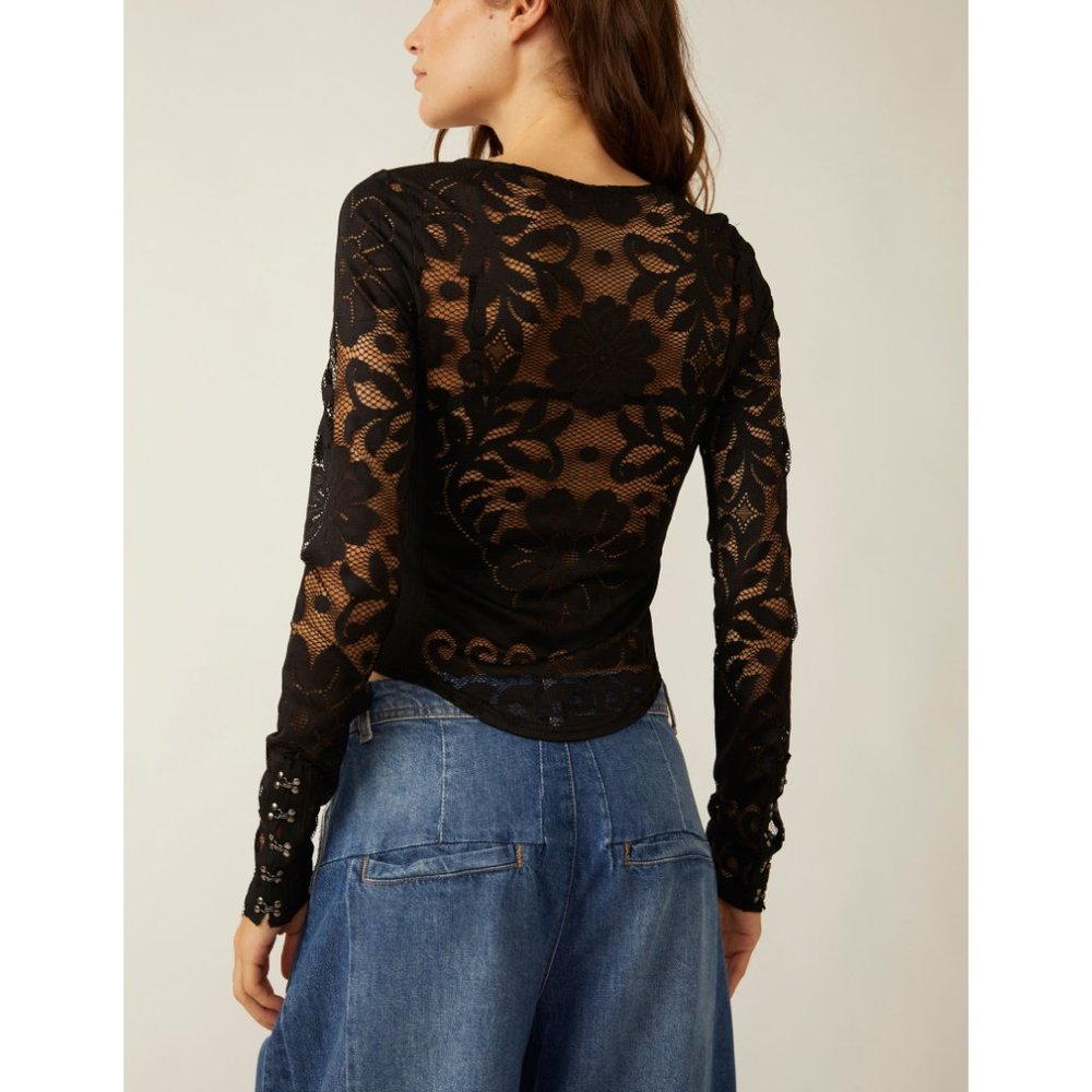 FREE PEOPLE Wild Roses Top / Black - Picture 3 of 6